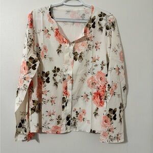NWOT Pink and Green flower blouse